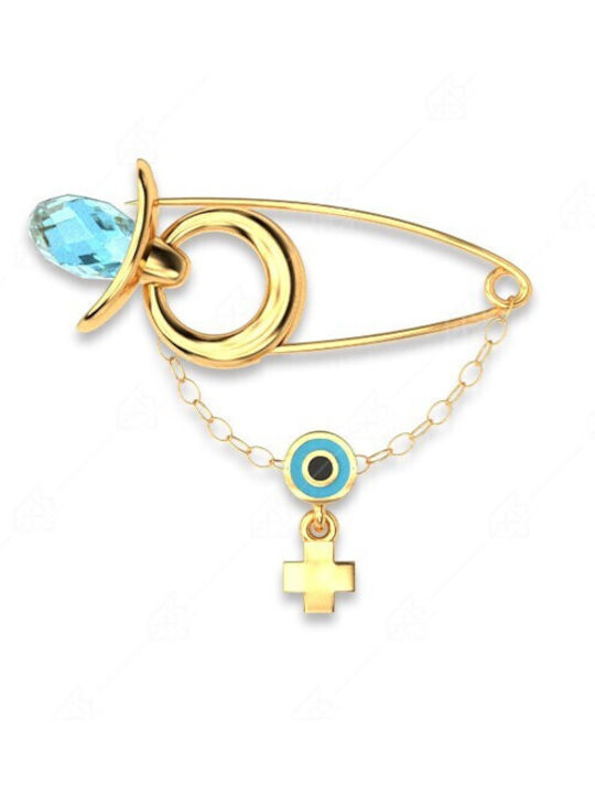 Silver Baby Safety Pin 925 Blue Pacifier Eye Cross I29118a