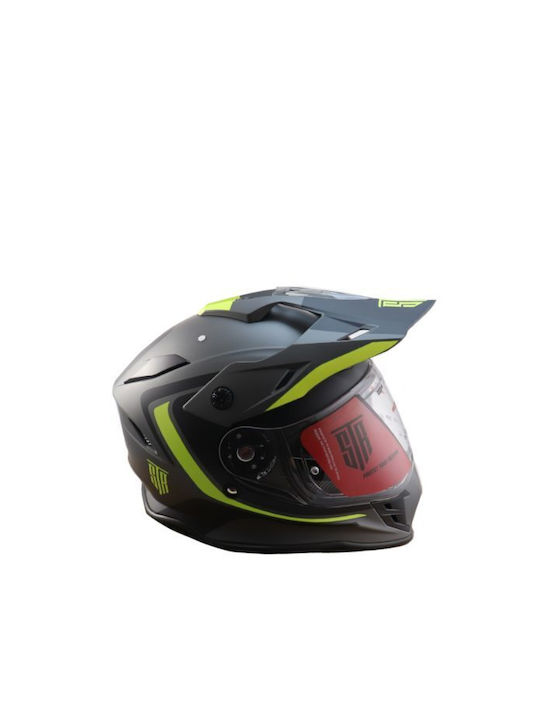 STR Enduro Tourer Grey/Yellow Motorcycle Helmet...
