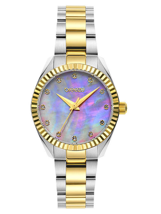 Breeze Damen Uhr mit Gold Metallarmband