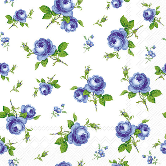 Decoupage-Serviette 1 Stück Kleine Blaue Rosen