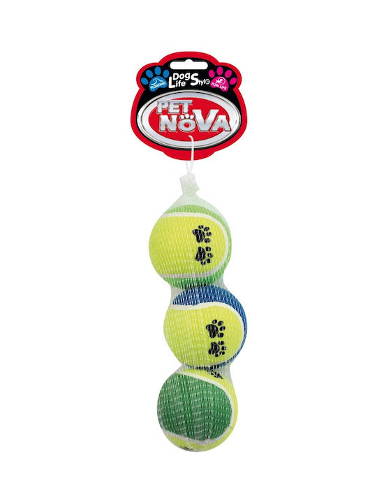 Pet Nova Dog Toy Footprint Tennis Balls 6cm 3pcs