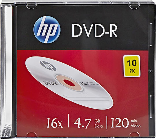 HP Εγγράψιμα DVD-R 16x 4.7GB 10τμχ