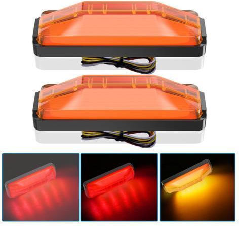 2 Stück 28 LED Dual-Color Heck-Bremslichter Blinker Sweeper RV Van LKW Modifikation Gelbes Gehäuse Rot + Gelbes Licht