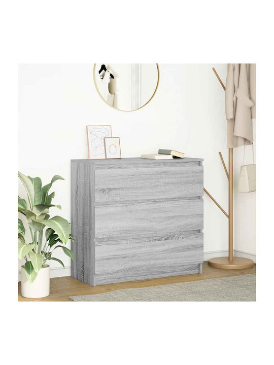 Wooden Chest of Drawers Grey 80x35x80cm