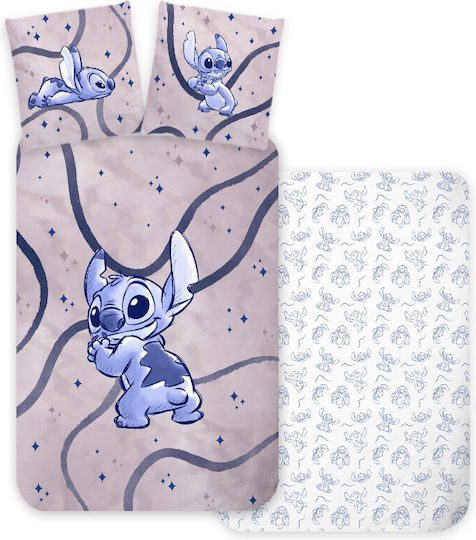 Disney Lilo And Stitch Set Kids Duvet Cover Single with Pillowcase Cotton Purple 100x135cm