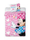 Disney Minnie Σετ Παιδική Παπλωματοθήκη Μονή με Μαξιλαροθήκη Βαμβακερή Ροζ 100x135εκ.