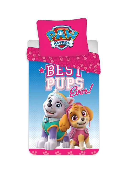 Paw Patrol Set Kinderbettbezug Einzel mit Kissenbezug Baumwolle Mehrfarbig 100x135cm