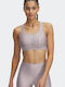Crossback Mid Print Women's Sports Bra without Padding Pink/Grey