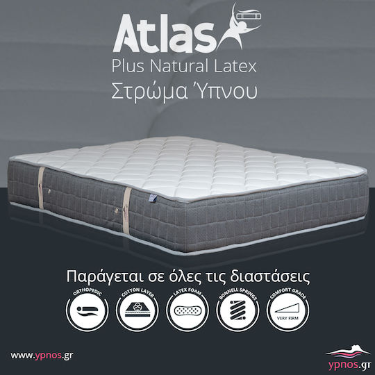 Ypnos Atlas Plus Natural Latex Single Ortopedie Saltea Spumă / Latex Față-verso 100x200cm cu Arcuri