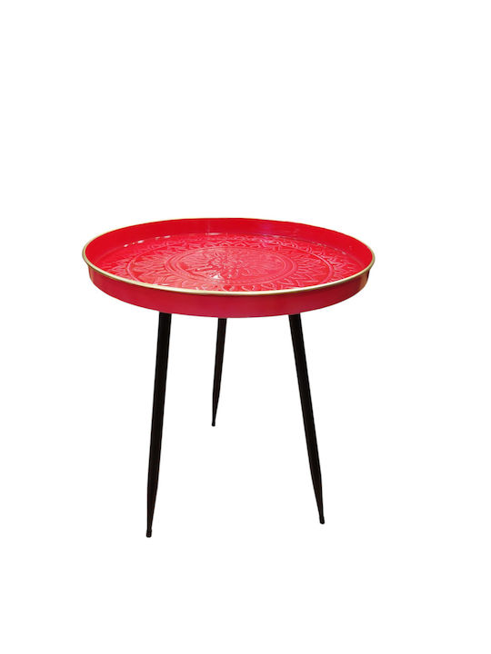 Kaffeetisch Beistelltisch Metall Rote - Schwarze M41xL41xH48cm
