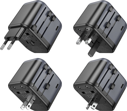 Borofone Αντάπτορας Πρίζας σε Universal με 3 Θύρες USB
