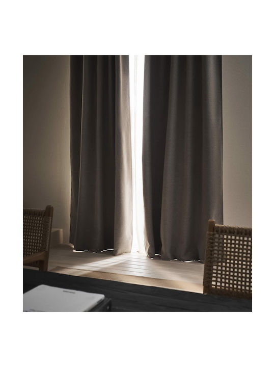 Gofis Home Κουρτίνα Συσκότισης με Τρέσα Black Γκρι 155x280εκ.