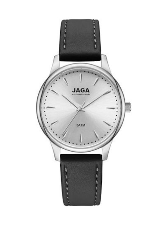 Jaga Men's Watch Battery with Brown Leather Strap
