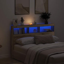 vidaXL LED Κεφαλάρι Κρεβατιού Ξύλινο Καφέ 160x1...