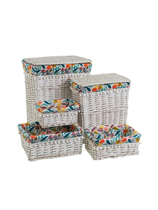 Decorative Basket Wicker White 47x35x55cm