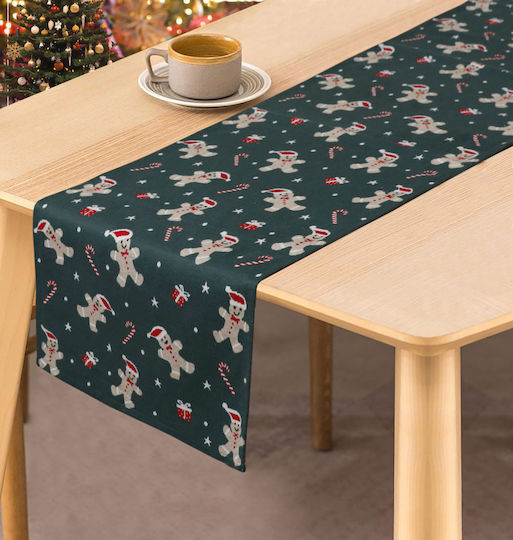 Liolios Home Weihnachtlich Tischtuch Läufer Stoff L150xB45cm.