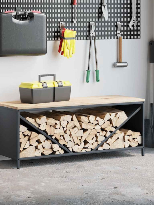 vidaXL Firewood Wooden Shelf Wood Storage 100.5...