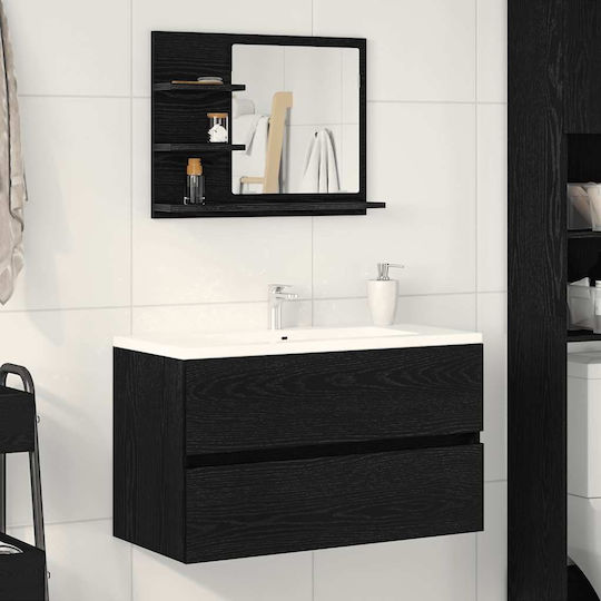 vidaXL Badezimmerspiegel aus Spanplatte mit Regal 60x10.5cm Schwarz