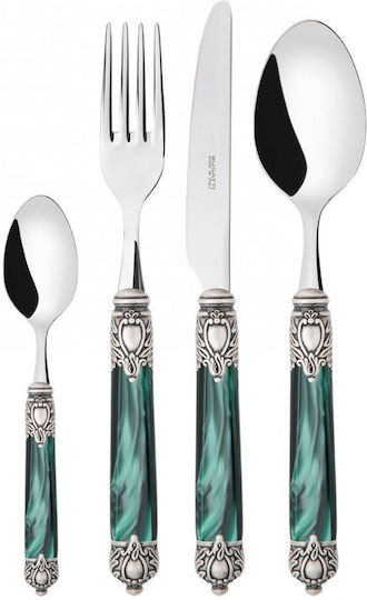 Casa Bugatti Renaissance Old-silver Σετ Μαχαιροπίρουνα Ανοξείδωτα Πράσινα 24τμχ