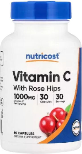 Nutricost Vitamin C with Rose Hips Витамин за Кожата & Антиоксидантно действие 30 капси