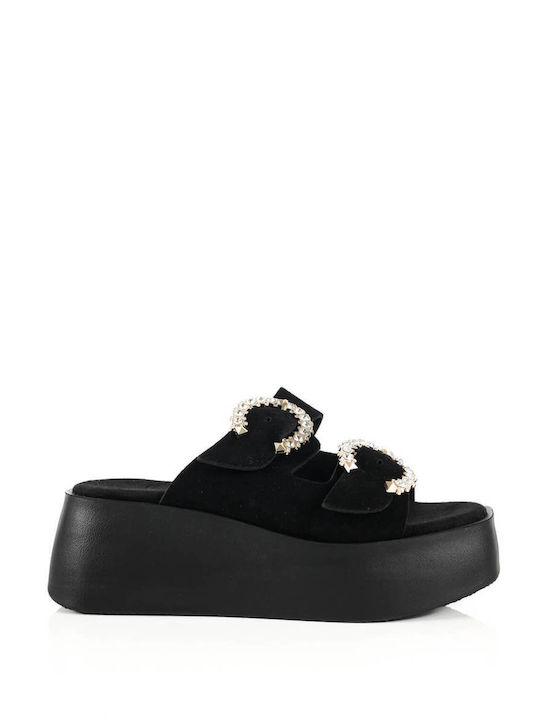 Black Slippers Elegant Buckles