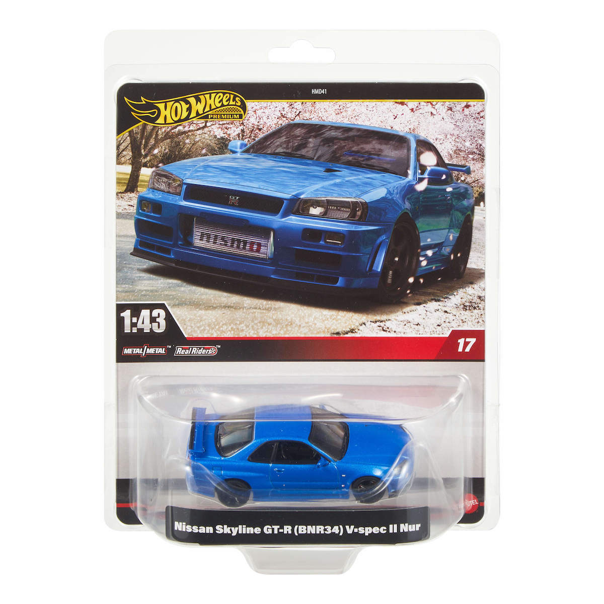 Hot Wheels Mașinuță Premium 1:43 Nissan Skyline GT-R BNR34 V spec