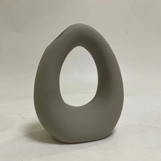 Homemarkt Επιτραπεζιο Κεραμικο Διακοσμητικο Ellipto Hm4644.03 Γκρι Ματ 16 5x9x20 3υεκ