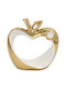 Dekorative Keramik 20x7x20 cm Apfel Weiß Gold Keskor 63034