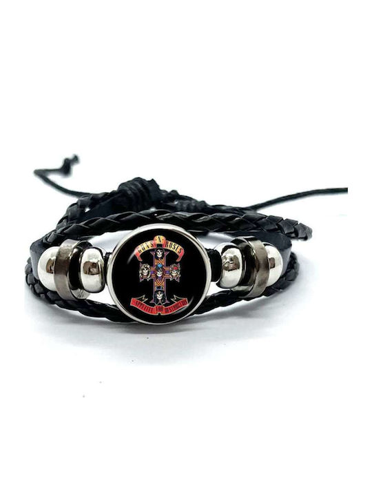 Βραχιόλι Guns N Roses Μαύρο Σχοινί Ρυθμιζόμενο Guns N Roses Bracelet Black Rope Adjustable Molfs