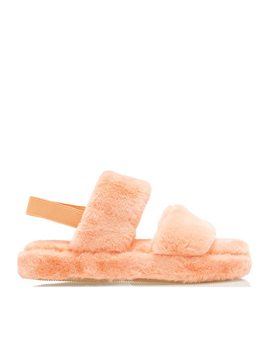 Winter Damen Hausschuhe mit Fell Orange