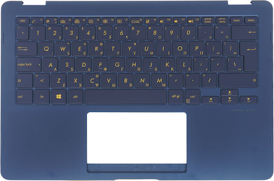 Greek Laptop Keyboard Palmrest Asus Zenbook Flip S Ux370 Ux370ua Ux370uaf Ux370uar Gr Backlit Dark Blue Code 40644grblueblpalm
