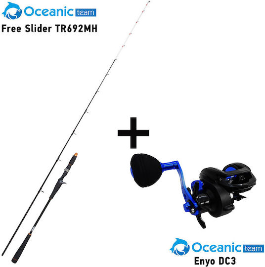 Oceanic Free Slider Tr692mh + Oceanic Team Fishing Rod for Tai Rubber with Reel 2.08m 40-160gr