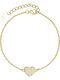 Ioannis Kosmima Women's Bracelet with design Heart made of Silver Gold Plated with Zircon