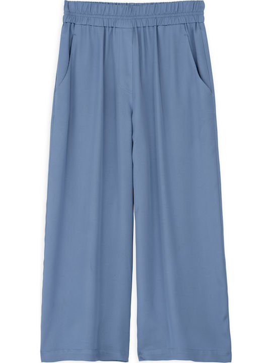 Γυναικεία Ζιπ Κιλότ με Λάστιχο Light Blue