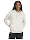 French Terry Damen Sweatshirtjacke Kapuzen Ecru