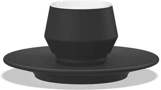 Farfurioară din porțelan pentru espresso, neagră, seria Lunik Ø14,5cm Prestige, set de 6 bucăți