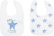 Prestige Wasserdicht Lätzchen Stoff mit Bügelverschluss und Schlaufe White, Sky Blue 2Stück