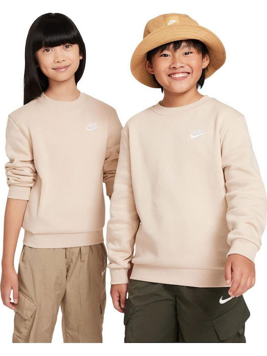 Nike Fleece Kids Sweatshirt Beige Sportswear Club