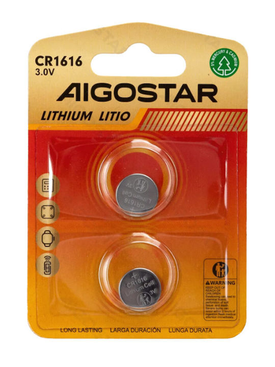 Aigostar Μπαταρίες Λιθίου Ρολογιών CR1616 3V 2τμχ