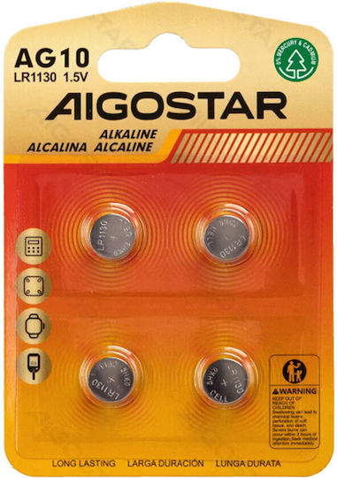 Aigostar Baterii alcaline Baterii de ceas pentru ceasuri LR1130 / LR54 1.5V 4buc