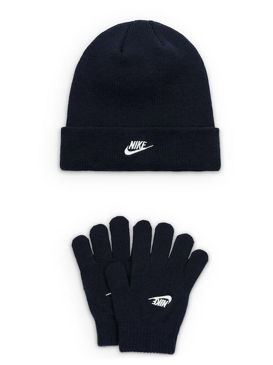 Beanie Set Căciulă Copil cu Mănuși Albastru