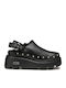 Leather Women's Flat Sandals in Black Color