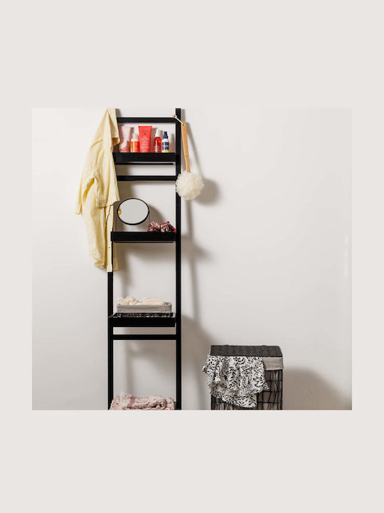Estia Επιδαπέδια Ραφιέρα Μπάνιου Bamboo με 4 Ράφια 40x9x180cm Μαύρη