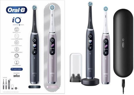 Oral-B Io Series 9 Elektrische Zahnbürste mit Drucksensor und Reisetasche Schwarz
