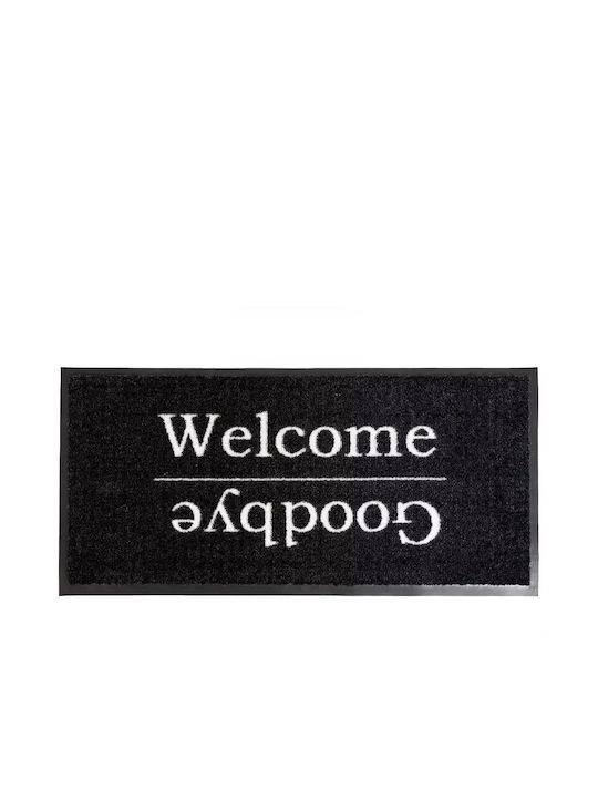 Sdim Entrance Mat Carpet Anti-Slip Backing Emotion-xs 737 Welcome Goodbye Black 40x80cm Thickness 8mm