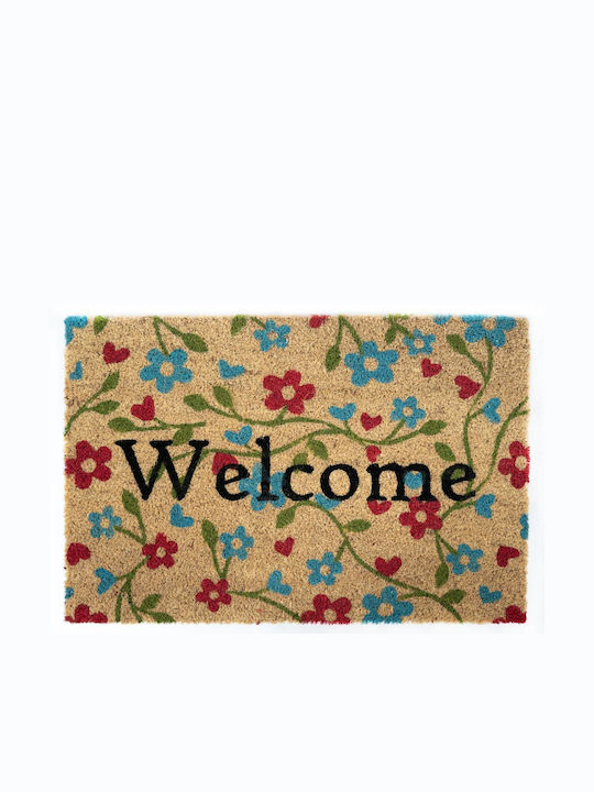 Sdim Eingang Fußmatte Kokosfaser Rutschfeste Rückseite Ruco Print 643 Willkommen Natur 45x75cm