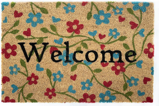 Sdim Covoraș de Intrare din Fibre de Cocos cu Suport Anti-Alunecare Ruco Print 643 Welcome Natural 45x75cm