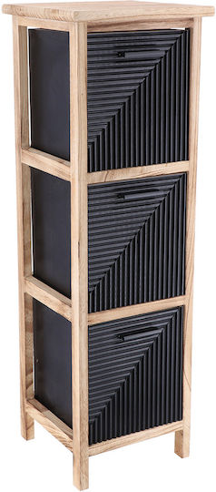 Eurocasa Floor Bathroom Shelf Wooden with 3 Shelves 25x25x77cm Black