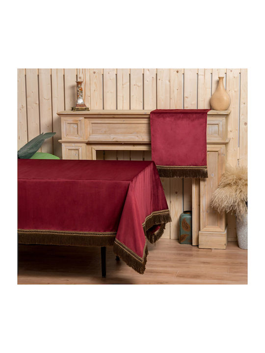 Tablecloth Pls-tb035 Burgundy Velvet Fringe 100...