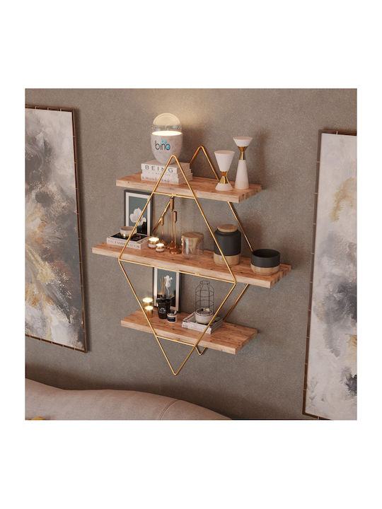 Ράφι Τοίχου A-g Prizma Gold Brown 62x18x62εκ.